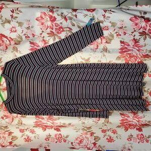 American Eagle Outfitters Black, Maroon and White Striped Top